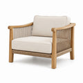 Sillón de madera y cuerda con cojines de algodón