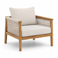 Sillón de teca y cuerda beige