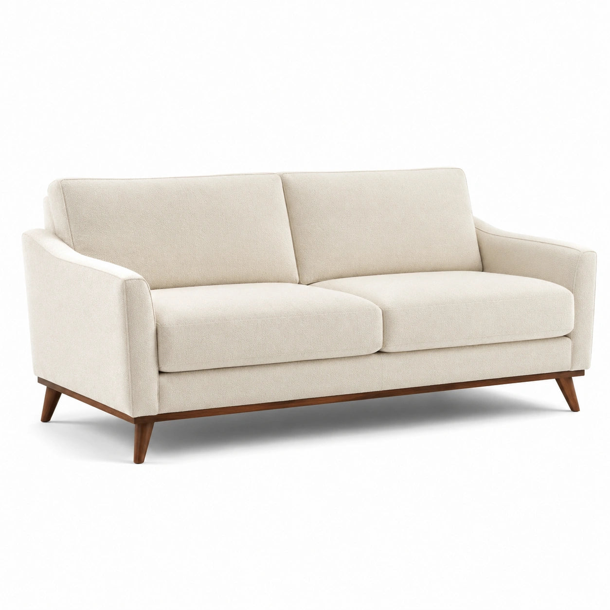 Sofá de 3 plazas de poliéster beige con patas de madera