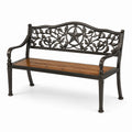 Banco de jardín de metal y madera 125 cm negro/marrón