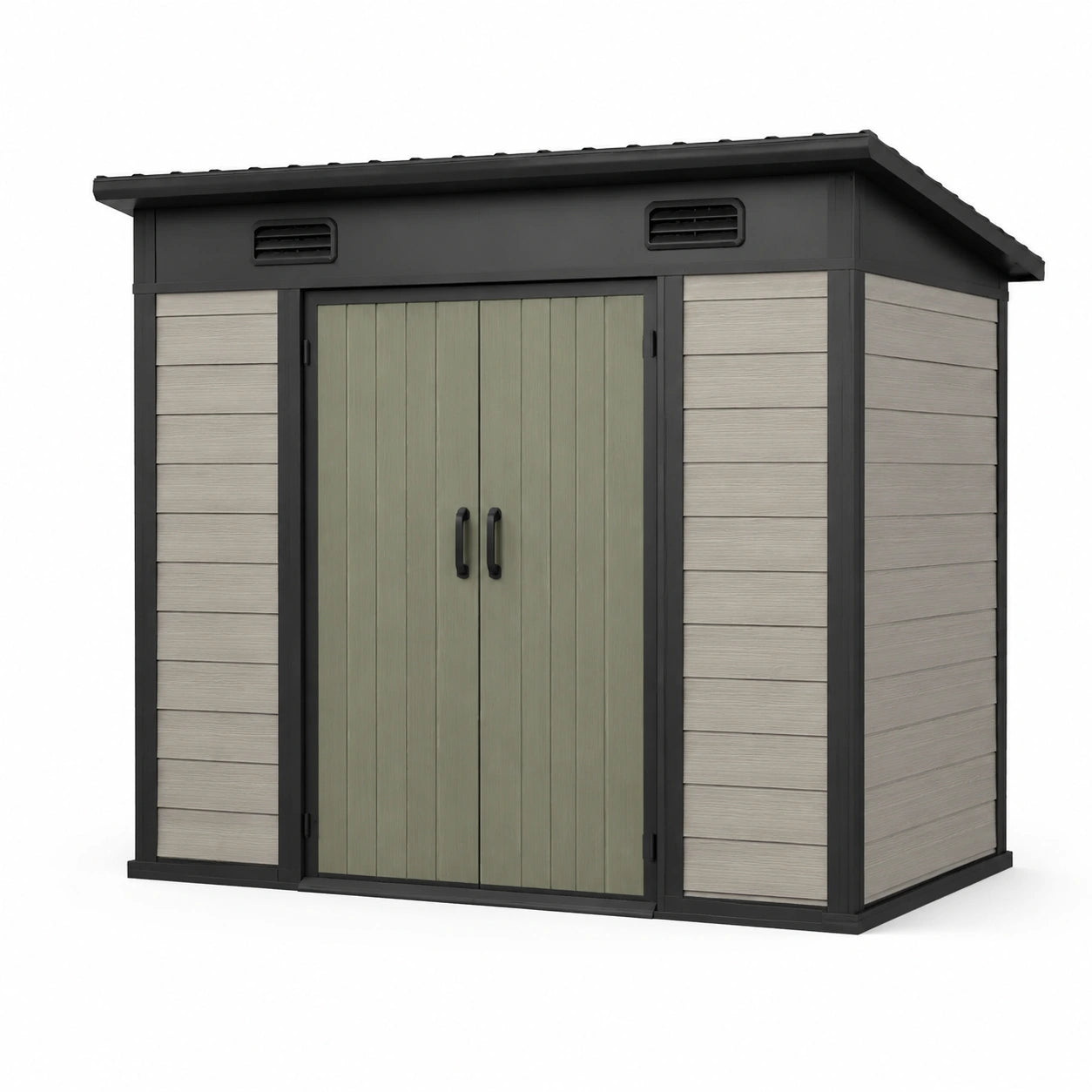 Cobertizo de jardín de resina 185x152x226 cm polipropileno beige y gris