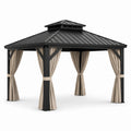 Pérgola de Aluminio 3x4m con Techo de Acero Galvanizado y Cortinas de Poliéster