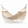 Hamaca de Algodón con Macramé Beige